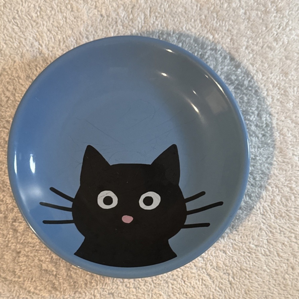 Frisco New Condition Ceramic Cat Bowl Black Cat Face